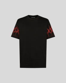 BLACK TSHIRT WITH RED FLAMES