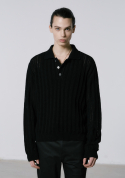 세비지(SAVAGE) Crochet Knit Pullover - Black
