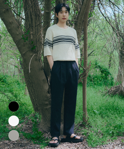 [OJG x DRAW FIT] LINEN ONE-TUCK TAPERED BANDING PANTS [3COLORS]