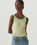 르바(LEVAR) Multi-Stripe Sleeveless Knit Top - Yellow/Green