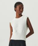 르바(LEVAR) Cotton Slub Boucle Knit Vest - White