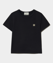 (W) 에센셜 베이직 로고 반팔 티셔츠 클래식 블랙