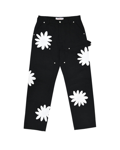 HAND PAINTED FLOWER CITY PANTS (BLACK)