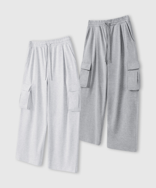 ONE-TUCK WIDE CARGO SWEAT PANTS_3COLOR