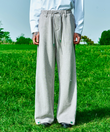 Compact side tuck wide pants [melange]