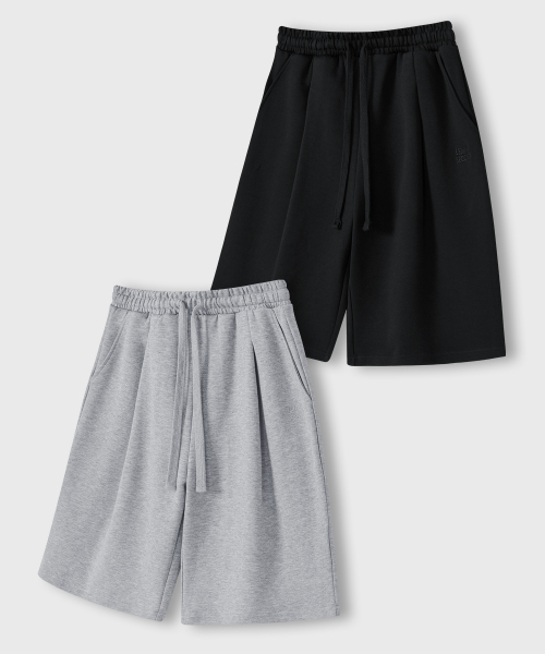 BERMUDA WIDE ONE-TUCK SWEAT SHORTS_3COLOR