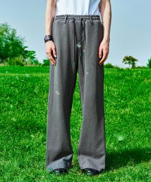 Compact side tuck wide pants [cement]