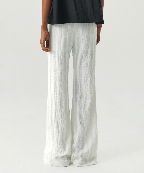 Layered Slim Boots Cut Pants - White