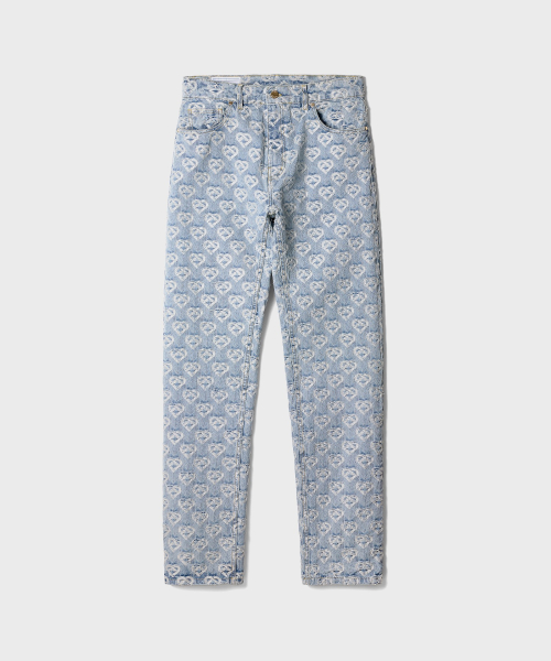 (W) Джинсы с жаккардовым узором сердец DENIM HEART JACQUARD WASHED HEART
