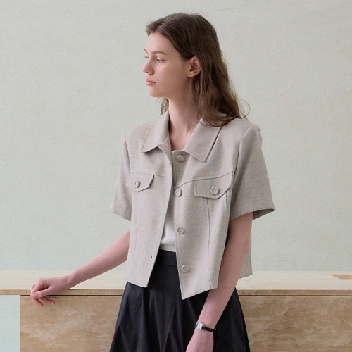 Льняной кроп-жакет Margot, Oat Grey