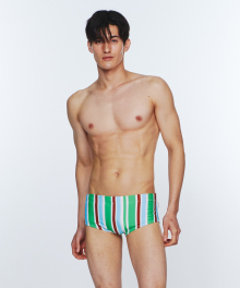 Sunburst Stripe Leg Swimsuit - Clover Green