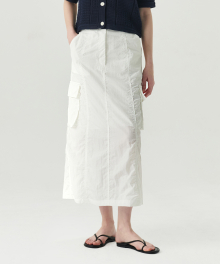 Wrinkle Washed Cargo Skirt - White