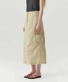 Wrinkle Washed Cargo Skirt - Beige