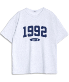 오버핏 크루넥 1992 반팔 티셔츠 화이트멜란지