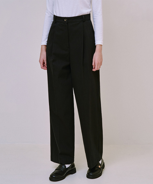 Basic Wide Cotton Pants [Black]