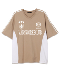 밴웍스(VANNWORKS) 스포티 블록코어 브이넥 반팔 티셔츠 (VS0033) 베이지