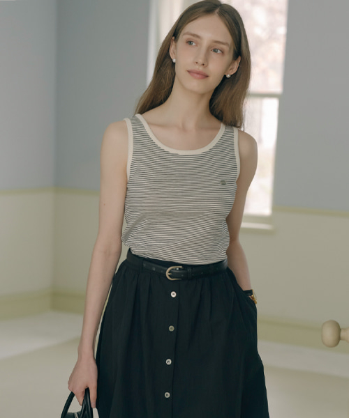 Stripe soft coloring Sleeveless_Black