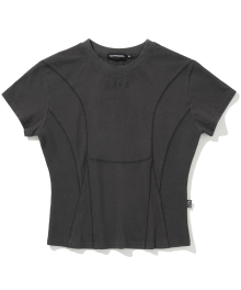 W N4ND Incision Pigment T-Shirts - Charcoal