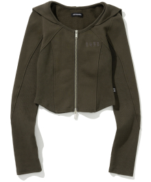 W Rose Thorn Slim Hood Zip-Up - Khaki