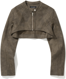 W Vintage Cropped Leather Jacket - Brown