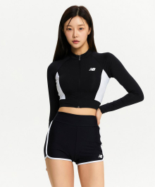 NBMDE3W702 / WOMEN 워터 크롭 집업 래쉬가드 (BLACK)