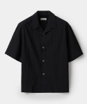 쿠어(COOR) 내추럴 링클 오픈 카라 셔츠 (블랙)