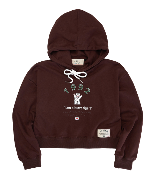 AH24 03CHBR BRAVE TG HOODIE Asiha 1992 полный тигр кроп-худи BROWN
