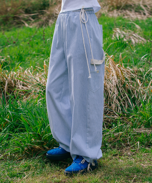 ストライプカーペンターパンツ, ブルー