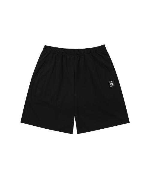 ハーフ・ショートパンツ WOOALONG Signature summer mesh half pants BLACK WL242JMP01U 우알롱(WOOALONG) Signature summer mesh half pants - BLACK