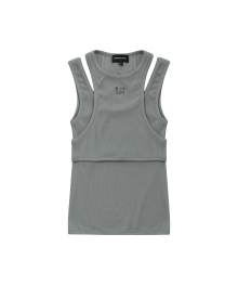 Mellow rib layered sleeveless - GREY