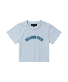 Lettering tight fit crop T - LIGHT BLUE