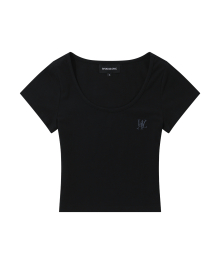 Signature U-neck T-shirts - BLACK