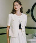 논로컬(NONLOCAL) Jane Tweed Half Sleeve Jacket - Ivory