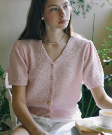 Cool Tweed Knit Cardigan - Pink