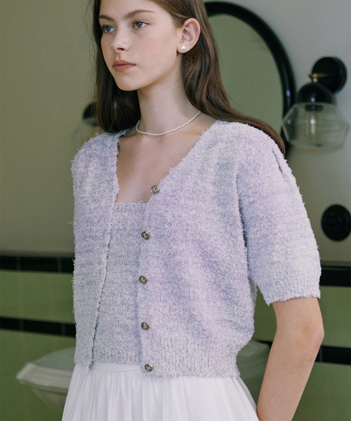 Candy Color Knit Cardigan - Purple