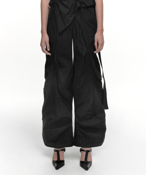 나체(NACHE) DISTORTED DRAPING PANTS (UNISEX) BLACK - 사이즈 나체(NACHE) DISTORTED DRAPING PANTS (UNISEX) BLACK - 사이즈