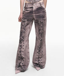RACE UP PRINTED PANTS DUSTY PINK