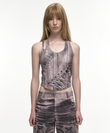 RACE UP PRINTED SLEEVELESS DUSTY PINK