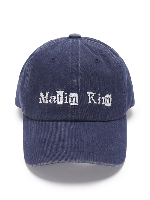 MUSINSA | MATIN KIM LOGO SCRAP BALL CAP IN NAVY