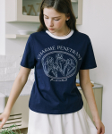 논로컬(NONLOCAL) Iris Print T-shirt - Navy