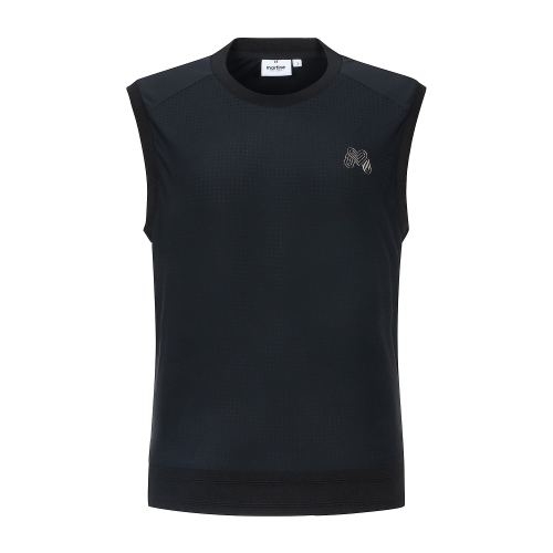 Perforated Fabric Jersey Vest_Black