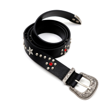 WESTERN LEATHER BELT BLACK