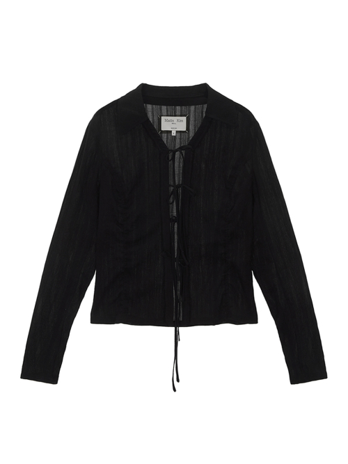 MUSINSA | MATIN KIM RIBBON POINT SLIM SHIRT IN BLACK