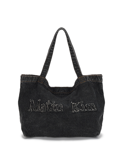 MUSINSA公式 | MATIN KIM LOGO WASHED DENIM TOTE BAG IN BLACK