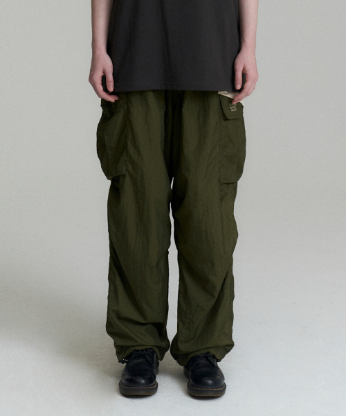 Nylon Pin-tuck Cargo Pants - Green