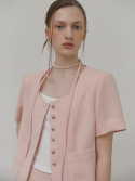 에트몽(ETMON) Button Strap Tweed Jacket Pink