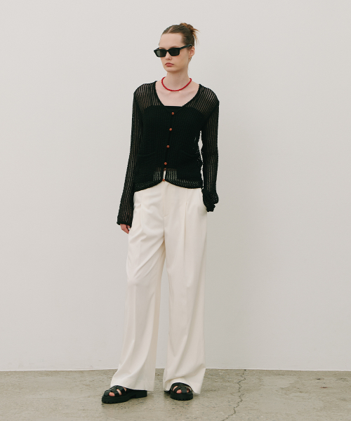 Summer pintuck Wide brюки Cream