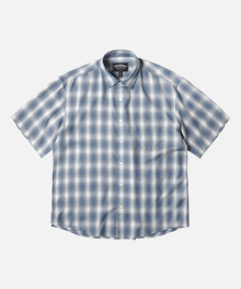 OMBRE CHECK RELAXED HALF SHIRT _ BLUE