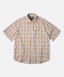 OMBRE CHECK RELAXED HALF SHIRT _ SALMON