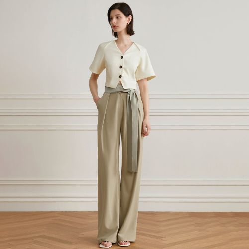 YY Lace-up straight pants
